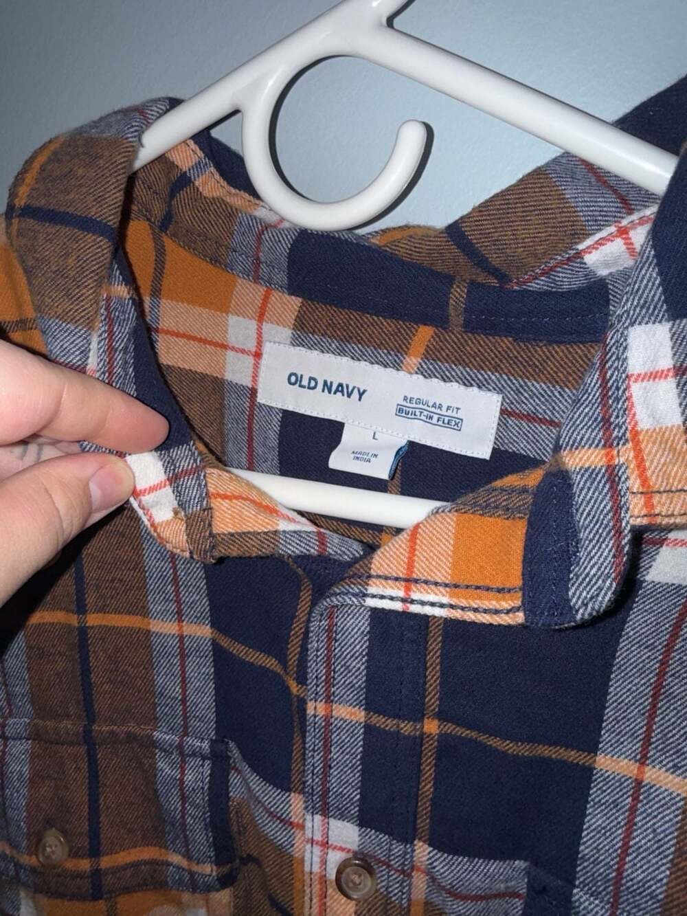 Old Navy Built-In Flex Regular Fit Plaid Flannel Shirt Large - Picture 2 of 3